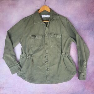 Gypsy Warrior Military Jacket Womens Size L Green Cotton Utility Shirt Casual